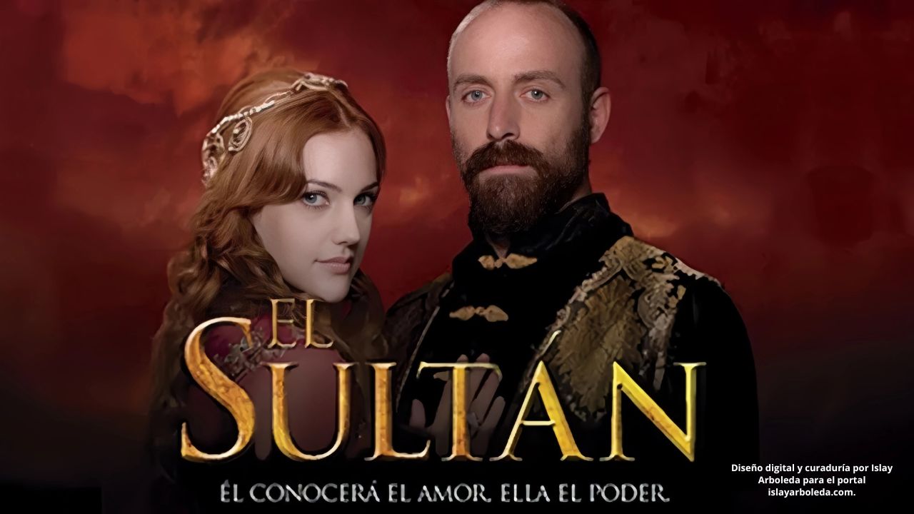 “Hürrem Sultan y el Sultán Suleimán con vestuario de lujo y joyas de esmeralda en la serie El Sultán.”